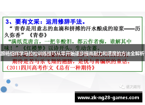 跟杨绍辉学马拉松训练技巧从零开始逐步提高耐力和速度的方法全解析